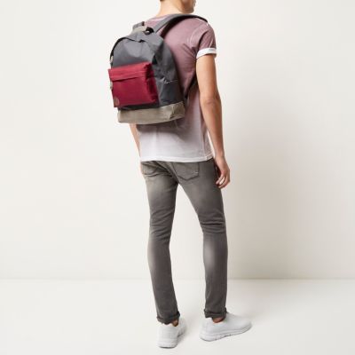 Red colour block Mipac backpack